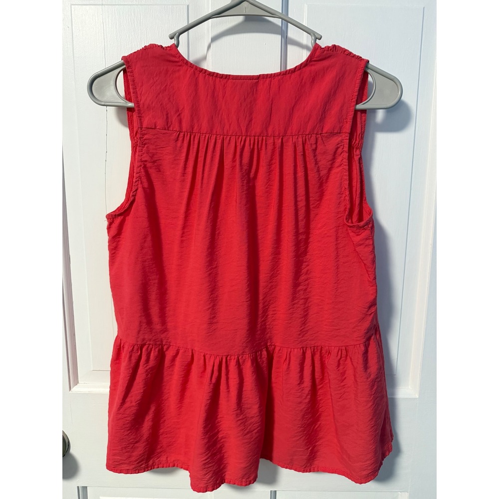 A New Day Peplum Top Womens XS Coral Red V-Neck‎ Sleeveless - Picture 2 of 6